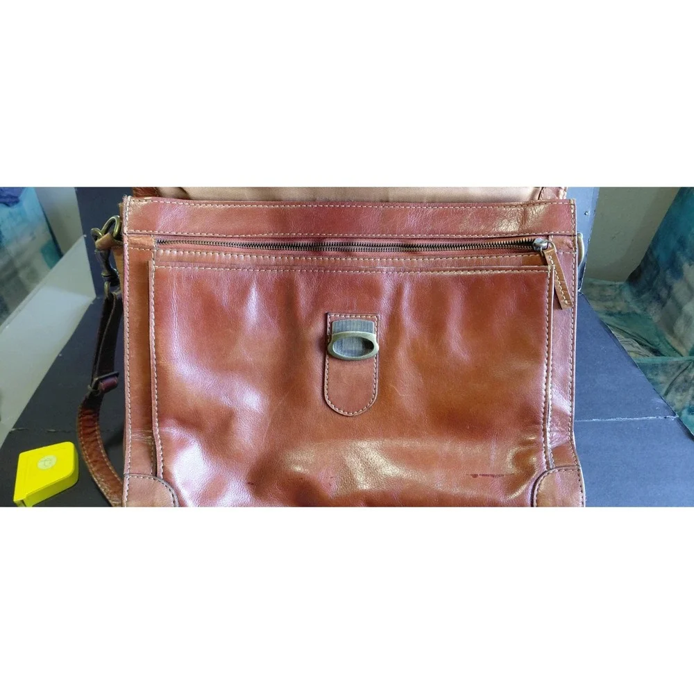 distressed heritage classic vintage executive tan leather briefcase mesenger Bag